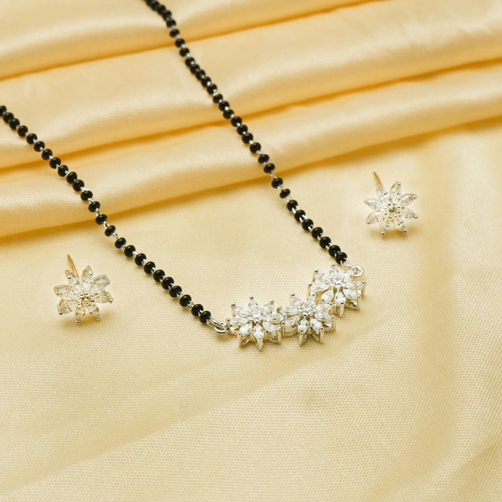 925 Sterling Silver Blossom Trio Mangalsutra Set for Women - tassyasilver.com