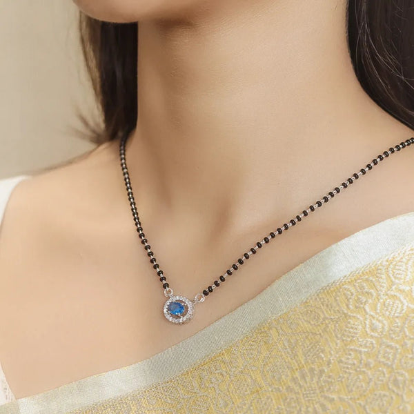 925 Sterling Silver Blue Aura Mangalsutra for Women - tassyasilver.com