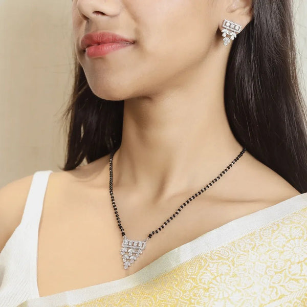 925 Sterling Silver Cascade Charm Mangalsutra Set for Women - tassyasilver.com