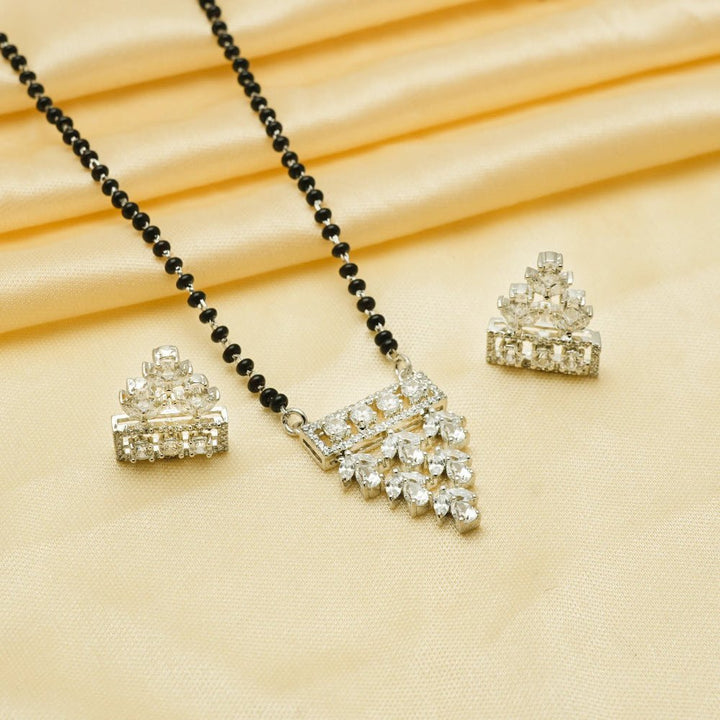 925 Sterling Silver Cascade Charm Mangalsutra Set for Women - tassyasilver.com