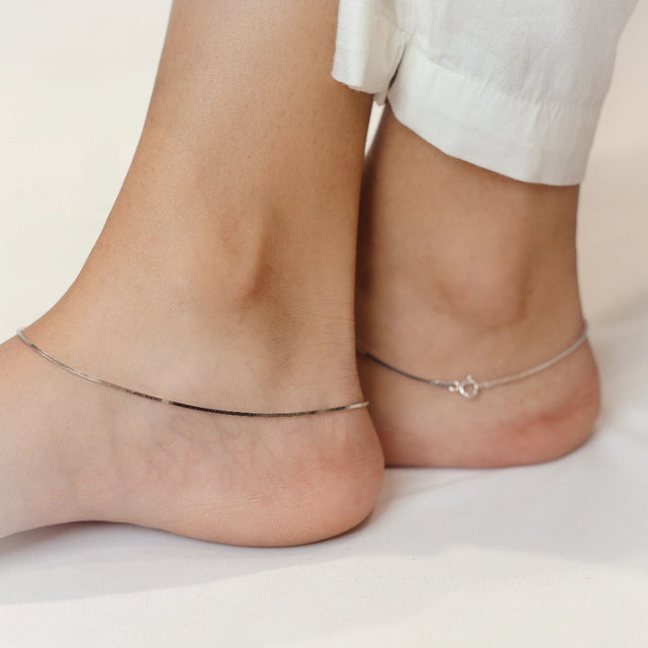 925 Sterling Silver Classic Thin Anklet for Women - tassyasilver.com