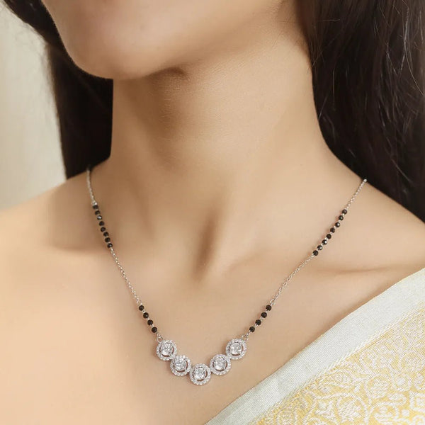 925 Sterling Silver Cluster of Love Mangalsutra For Women - tassyasilver.com