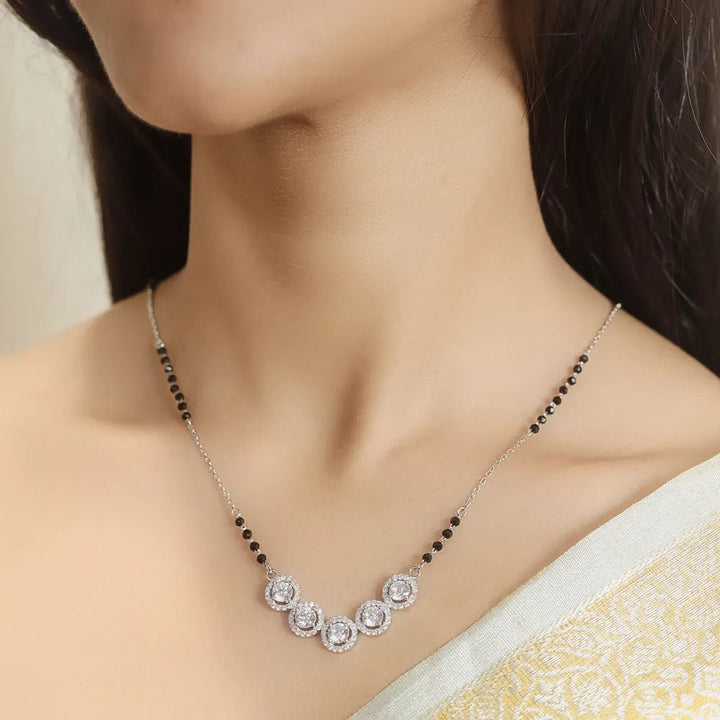 925 Sterling Silver Cluster of Love Mangalsutra For Women - tassyasilver.com