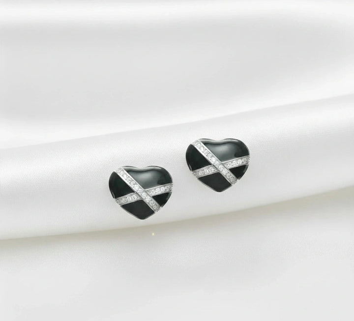 925 Sterling Silver Crisscross Crystal Hearts for Women - tassyasilver.com