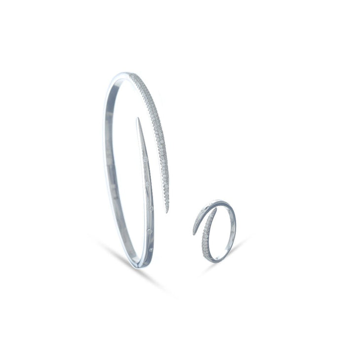 925 Sterling Silver Dazzle Line Kada & Ring Set for Women - tassyasilver.com