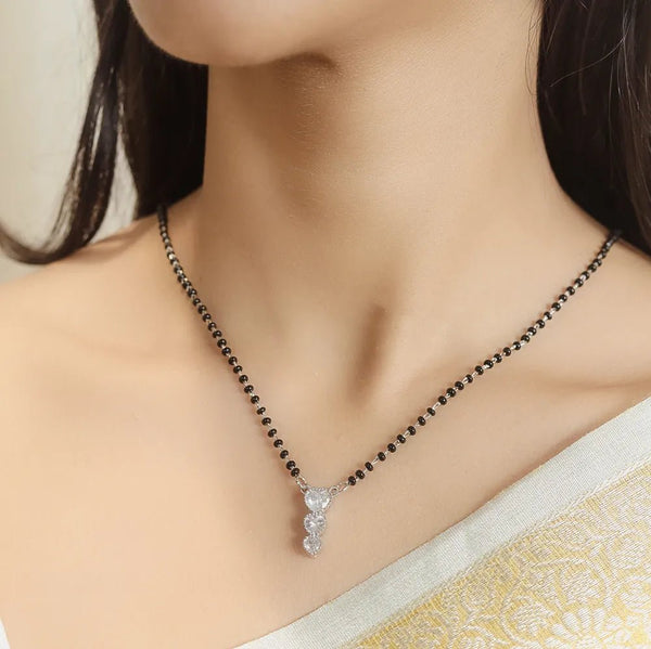 925 Sterling Silver Double Diamond Bliss mangalsutra for Women - tassyasilver.com