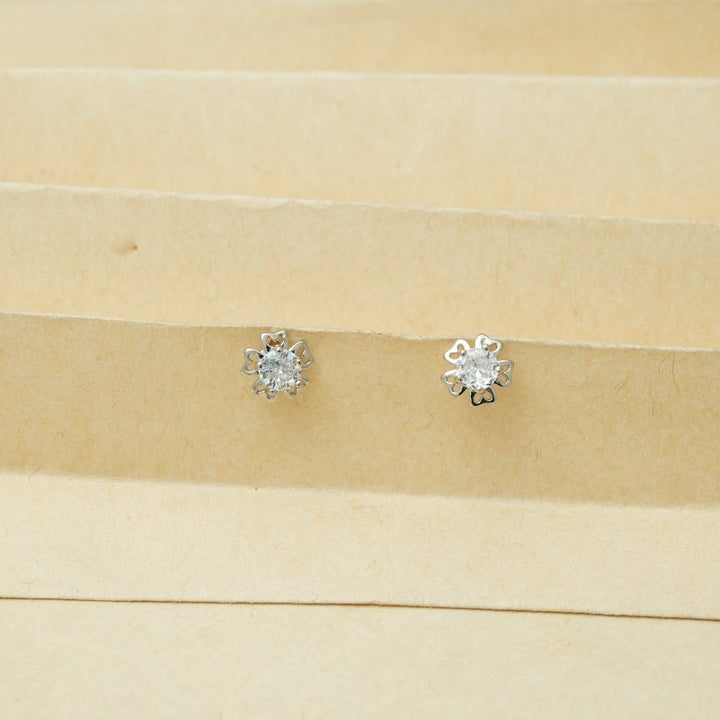 925 Sterling Silver Floral Aura Earrings for Baby - tassyasilver.com