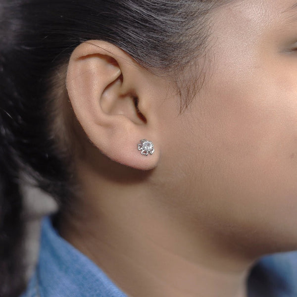 925 Silver Floral Aura Baby Earrings