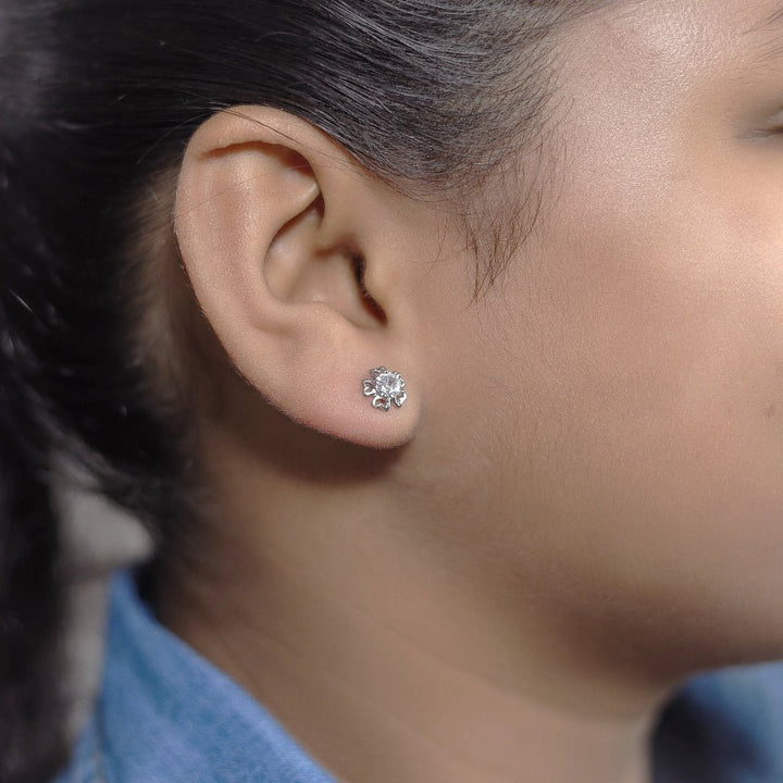 925 Sterling Silver Floral Aura Earrings for Baby - tassyasilver.com