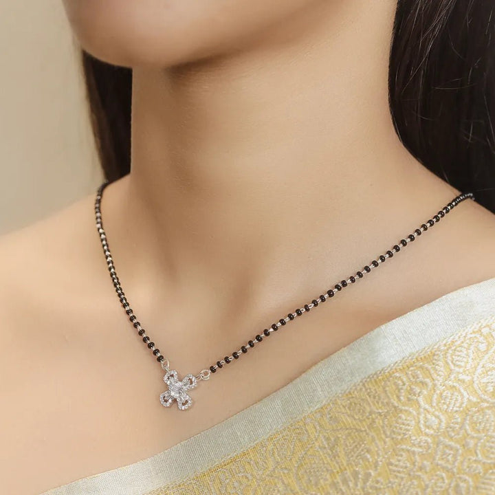 925 Sterling Silver Floral Spark Mangalsutra for Women - tassyasilver.com