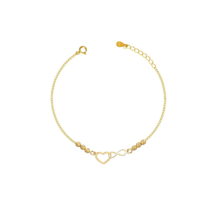 925 Sterling Silver Golden Heartlink Infinity Bracelet for Women - tassyasilver.com