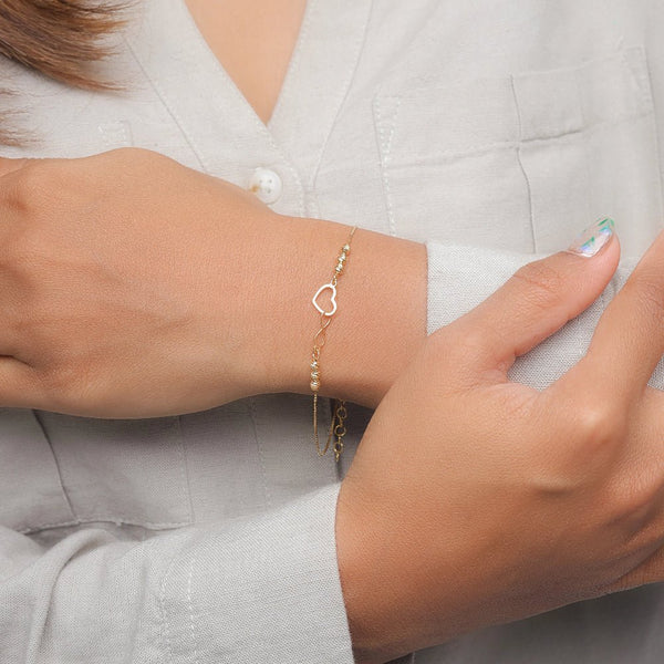 925 Sterling Silver Golden Heartlink Infinity Bracelet for Women - tassyasilver.com
