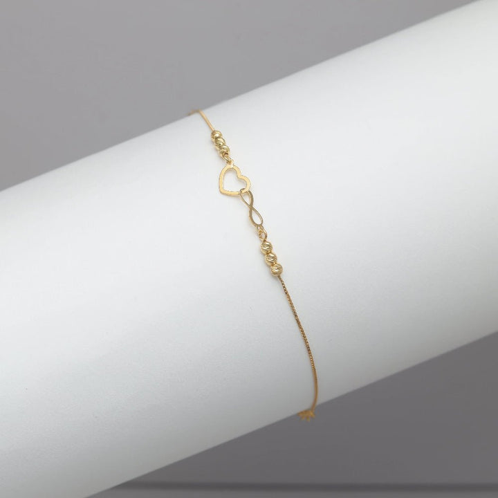 925 Sterling Silver Golden Heartlink Infinity Bracelet for Women - tassyasilver.com