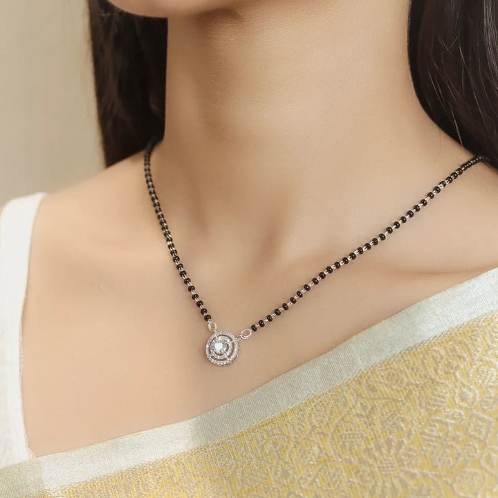 925 Sterling Silver Halo Spark Mangalsutra for Women - tassyasilver.com