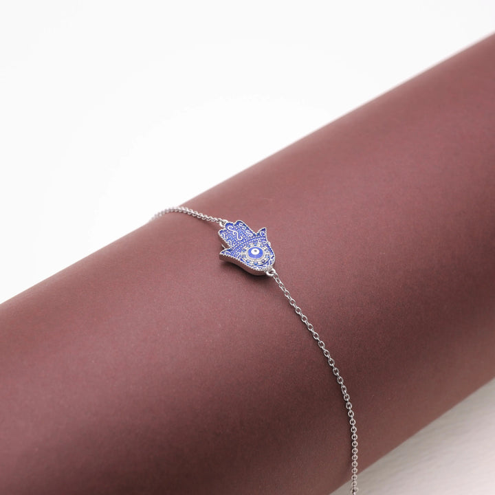 925 Sterling Silver Hamsa Shield Bracelet for Women - tassyasilver.com