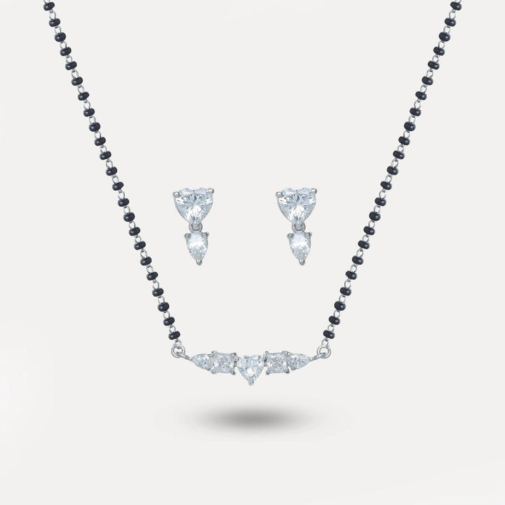 925 Sterling Silver Heartline Spark Mangalsutra Set for Women - tassyasilver.com