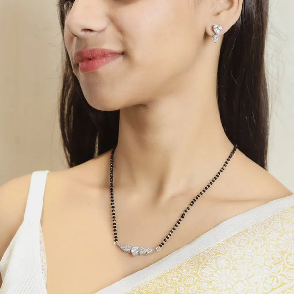 925 Sterling Silver Heartline Spark Mangalsutra Set for Women - tassyasilver.com