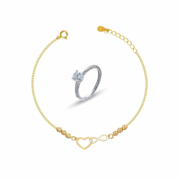 925 Sterling Silver Infinity Bracelet With Ring Set for Women - tassyasilver.com