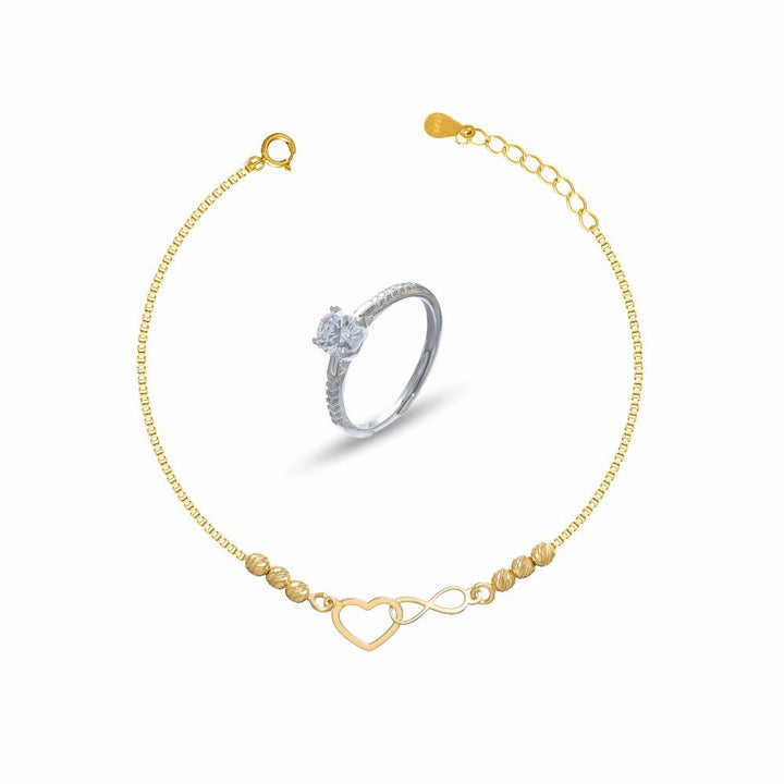 925 Sterling Silver Infinity Bracelet With Ring Set for Women - tassyasilver.com