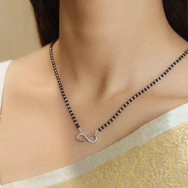 925 Sterling Silver Infinity Spark Mangalsutra for Women - tassyasilver.com