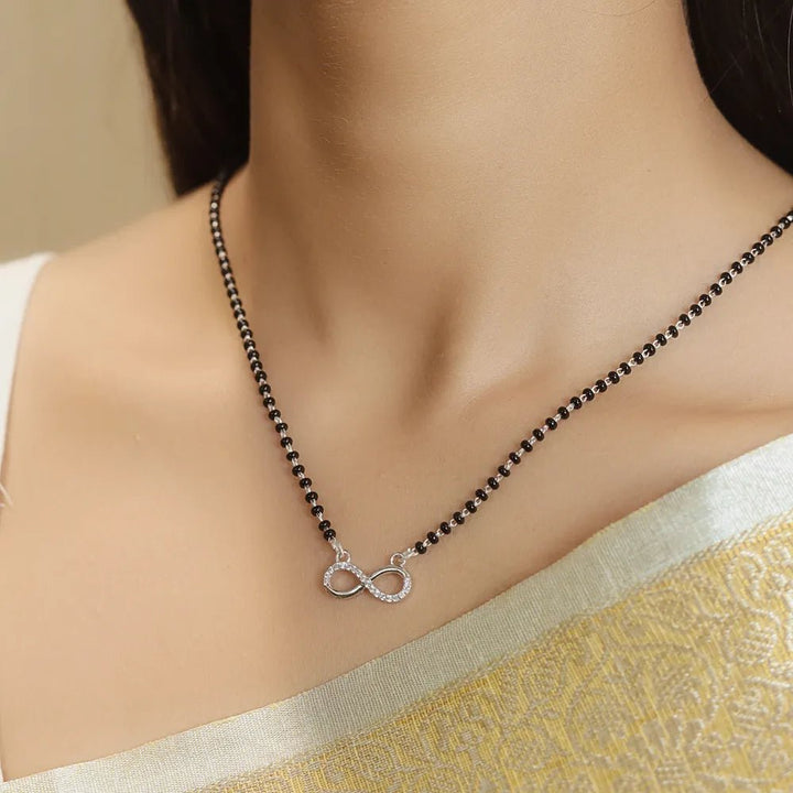 925 Sterling Silver Infinity Spark Mangalsutra for Women - tassyasilver.com