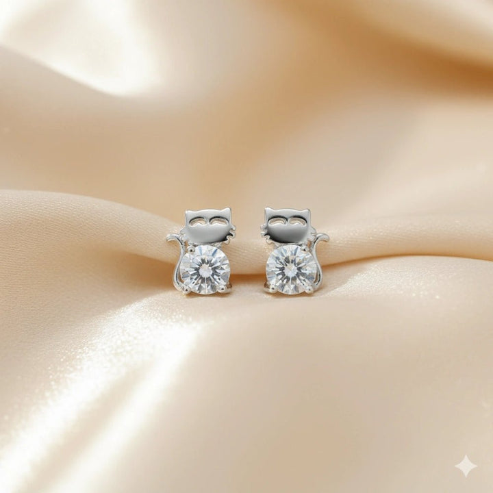 925 Sterling Silver Kitty Gem Studs for Baby - tassyasilver.com
