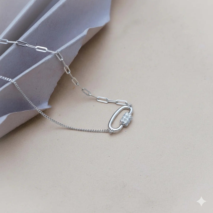 925 Sterling Silver Link Lock Chain Pendant for Women - tassyasilver.com