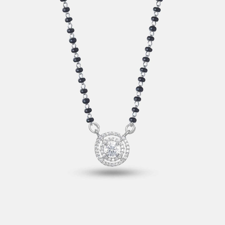 925 Sterling Silver Mangalsutra With Petal Toe Ring Set for Women - tassyasilver.com