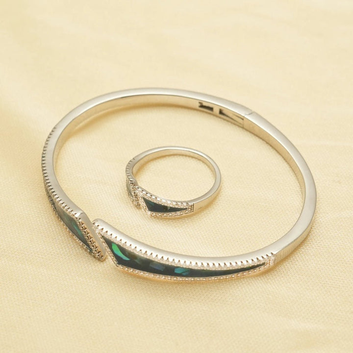 925 Sterling Silver Midnight Glow Kada & Ring Set for Women - tassyasilver.com