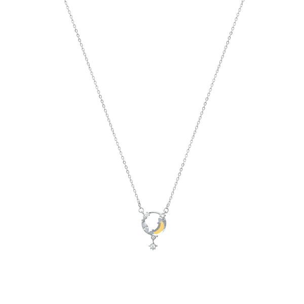 925 Silver Moonlit Heart Chain Pendant