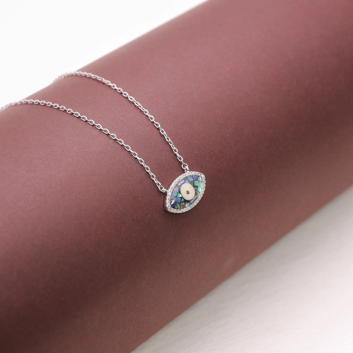 925 Sterling Silver Mosaic Eye Chain Pendant for Women - tassyasilver.com