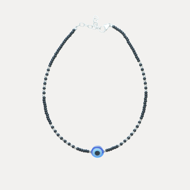 925 Sterling Silver Nazar Evil Eye Anklet for Women - tassyasilver.com