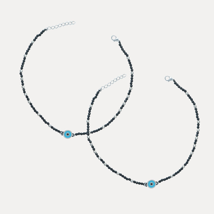 925 Sterling Silver Nazar Suraksha Anklet for Women - tassyasilver.com