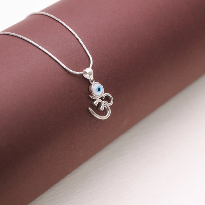925 Sterling Silver Om Eye Chain Pendant for Women - tassyasilver.com