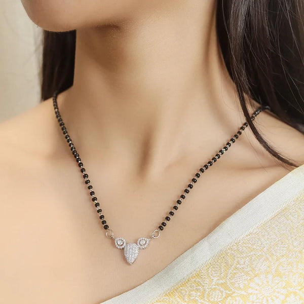 925 Sterling Silver Pear Shaped Mangalsutra For Women - tassyasilver.com