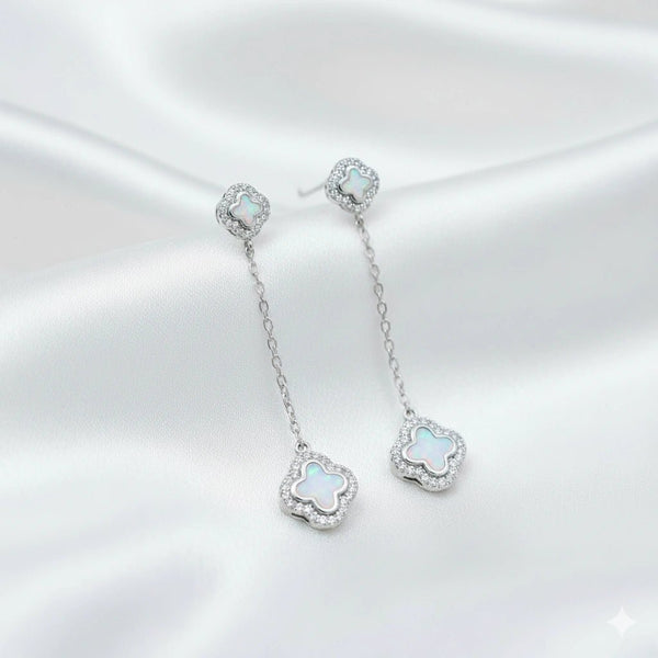 925 Silver Pearl Clover Earrings