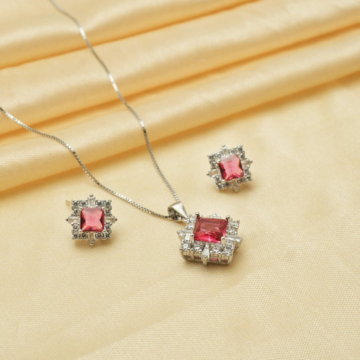 925 Sterling Silver Pink Starburst Silver Chain Pendant Top for Women - tassyasilver.com