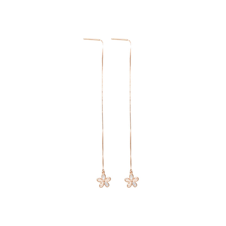 925 Sterling Silver Rose Bloom Threader Earrings for Women & Girls - tassyasilver.com
