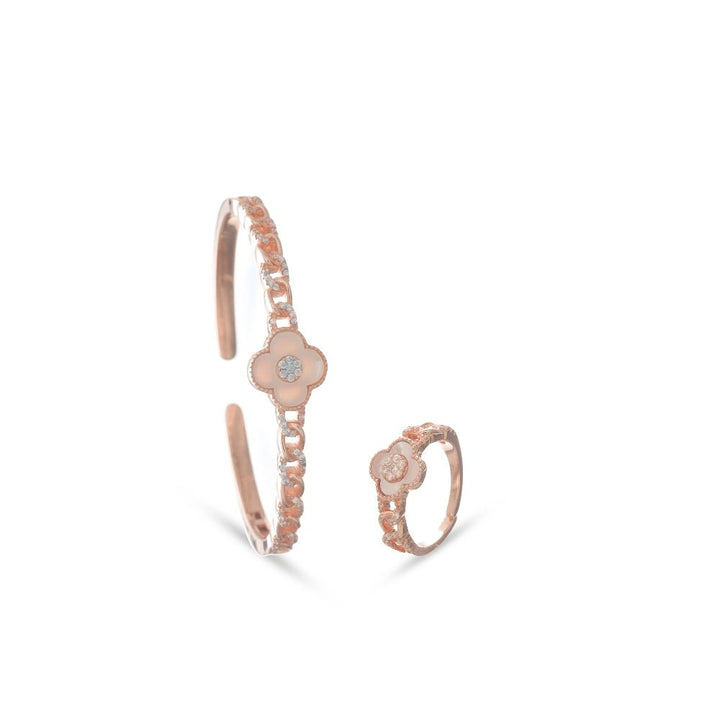 925 Sterling Silver Rosé Glow Kada & Ring Set for Women - tassyasilver.com
