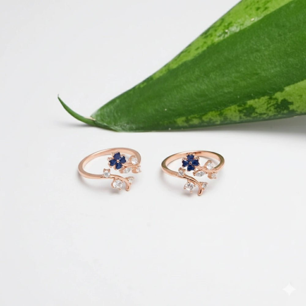 925 Sterling Silver Rose Gold Bloom Toe Rings for Women & Girls – Pack of 2 - tassyasilver.com