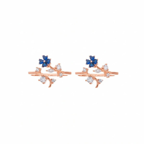 925 Silver Rose Gold Bloom Toe Rings (Pair)