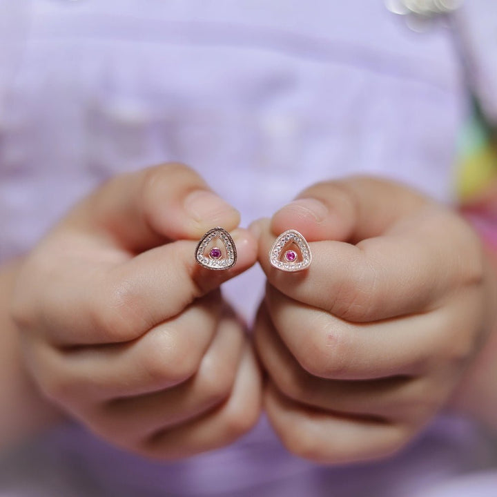 925 Sterling Silver Rosé Prism Stud Earrings for Baby - tassyasilver.com
