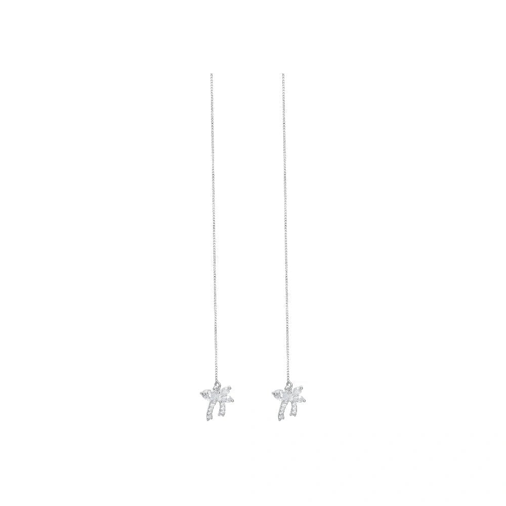 925 Sterling Silver Rosy Flutter Threader Earrings for Women - tassyasilver.com