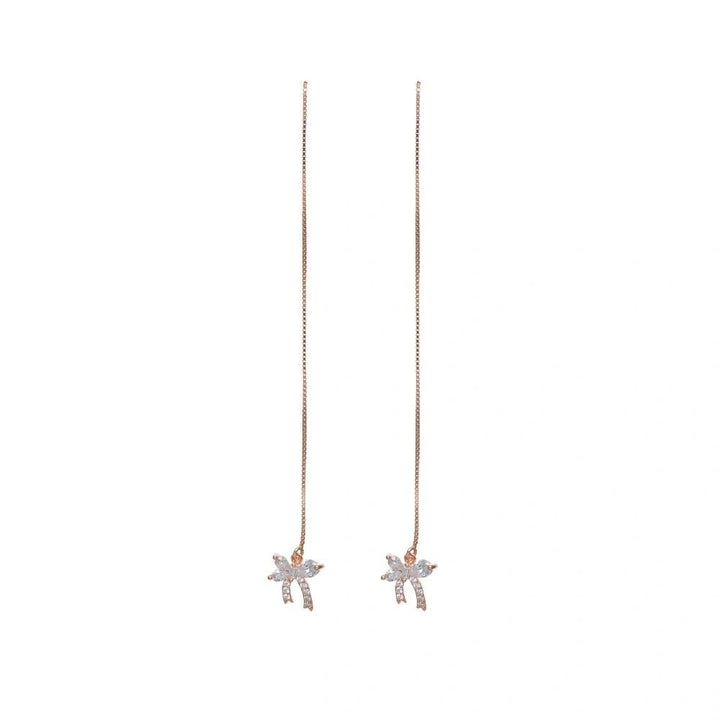 925 Sterling Silver Rosy Flutter Threader Earrings for Women - tassyasilver.com