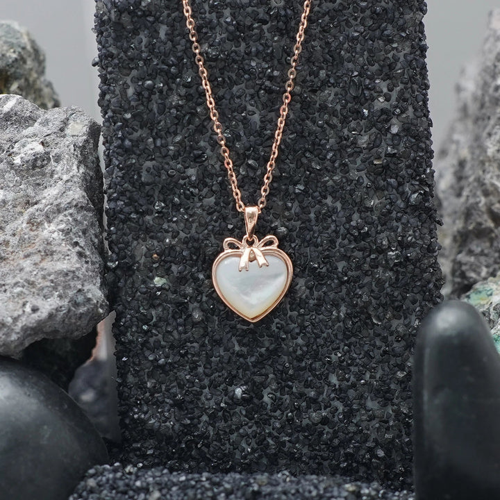 925 Sterling Silver Rosy Heart Chain Pendant for Women - tassyasilver.com