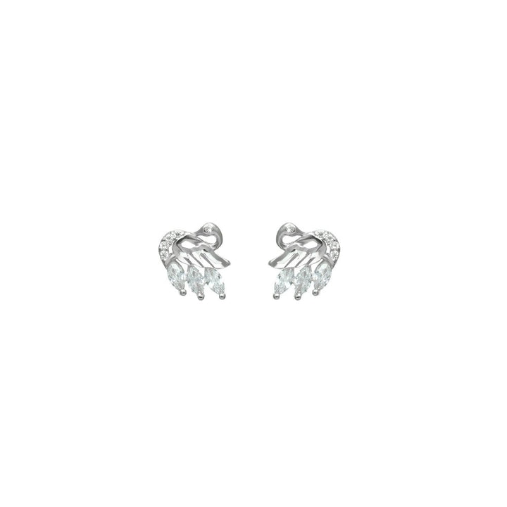 925 Sterling Silver Serene Swan Feather Studs for Baby - tassyasilver.com