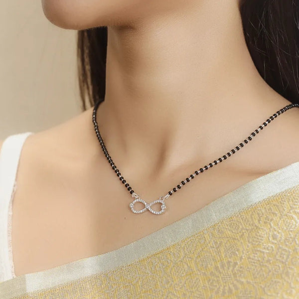 925 Sterling Silver Sparkling Infinity Mangalsutra for Women - tassyasilver.com