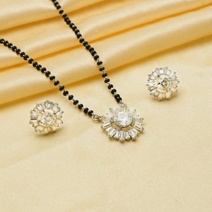 925 Sterling Silver Sunburst Glow Mangalsutra Set for Women - tassyasilver.com