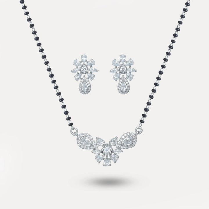 925 Sterling Silver Teardrop Bloom Mangalsutra Set for Women - tassyasilver.com