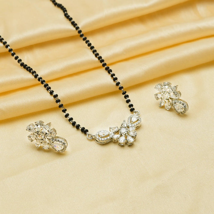 925 Sterling Silver Teardrop Bloom Mangalsutra Set for Women - tassyasilver.com